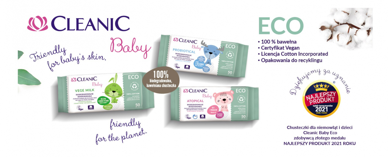 Cleanic Baby ECO laureatem badania konsumenckiego „Najlepszy Produkt  2021– Wybór Konsumentów”!