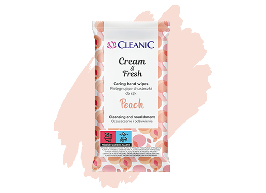 Cleanic Cream&Fresh Peach hand wet wipes