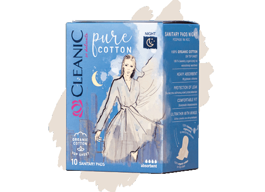 Cleanic Pure Cotton Night sanitary pads
