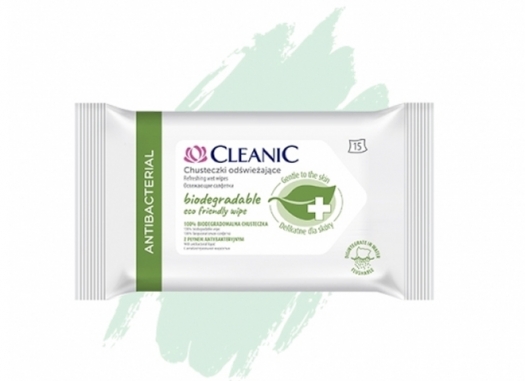 Chusteczki odświeżające Cleanic Antibacterial Biodegradable Eco Friendy Wipe
