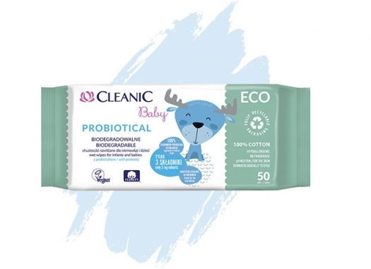 Nawilżane chusteczki dla niemowląt i dzieci Cleanic Baby ECO Probiotical
