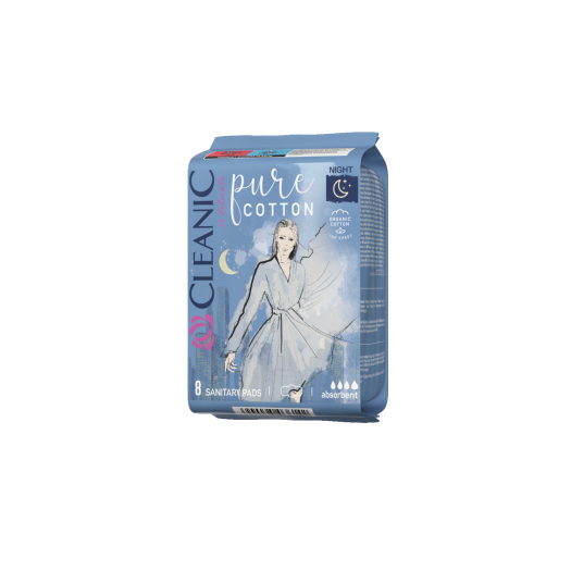 Cleanic Pure Cotton Night sanitary pads