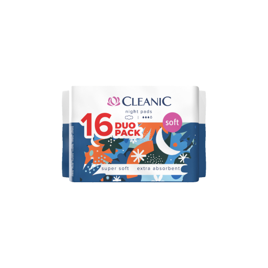 Podpaski higieniczne Cleanic Soft Night (16 Duo Pack)