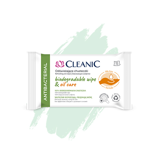 Освежающие салфетки Cleanic Antibacterial Biodegradable Wipe&Oil Care