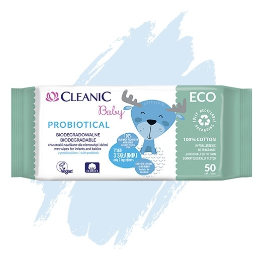 Nawilżane chusteczki dla niemowląt i dzieci Cleanic Baby ECO Probiotical